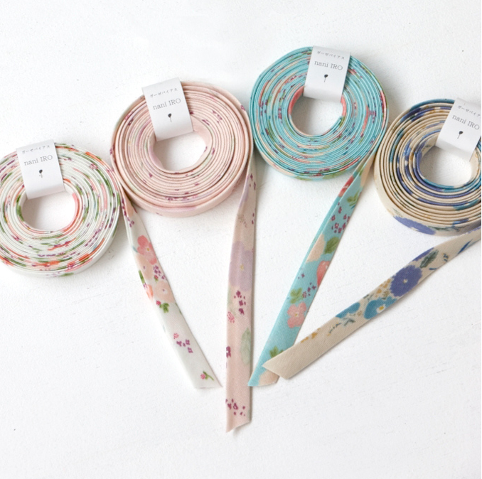 nani iro bias tape little letter elise [bias tapes, cotton bias tape, floral bias tape]